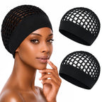 2-Pack Breathable Crochet Hair Nets for Sleeping with Ultra-Wide Soft Band