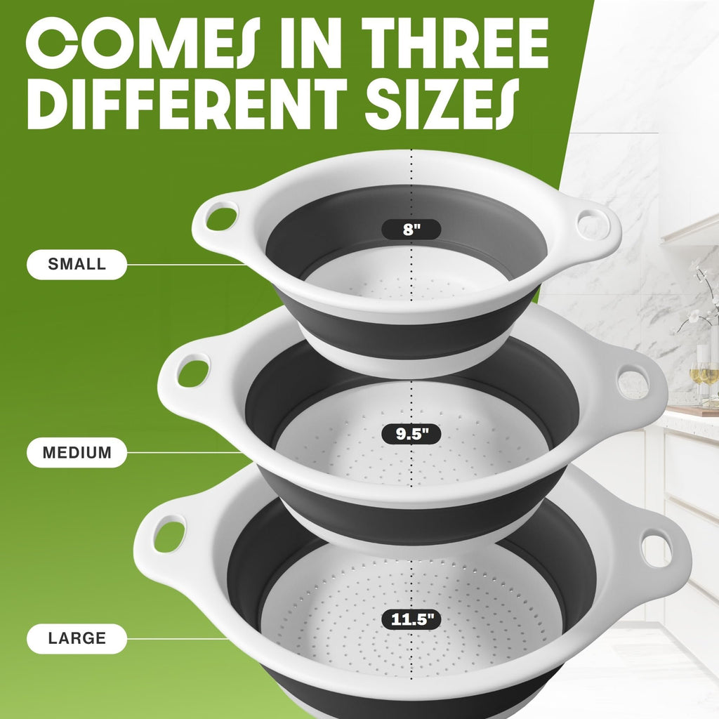 4-Piece Collapsible Colander Set with Self-Draining Tray