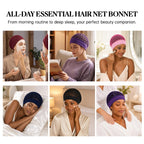 2-Pack Breathable Crochet Hair Nets for Sleeping with Ultra-Wide Soft Band