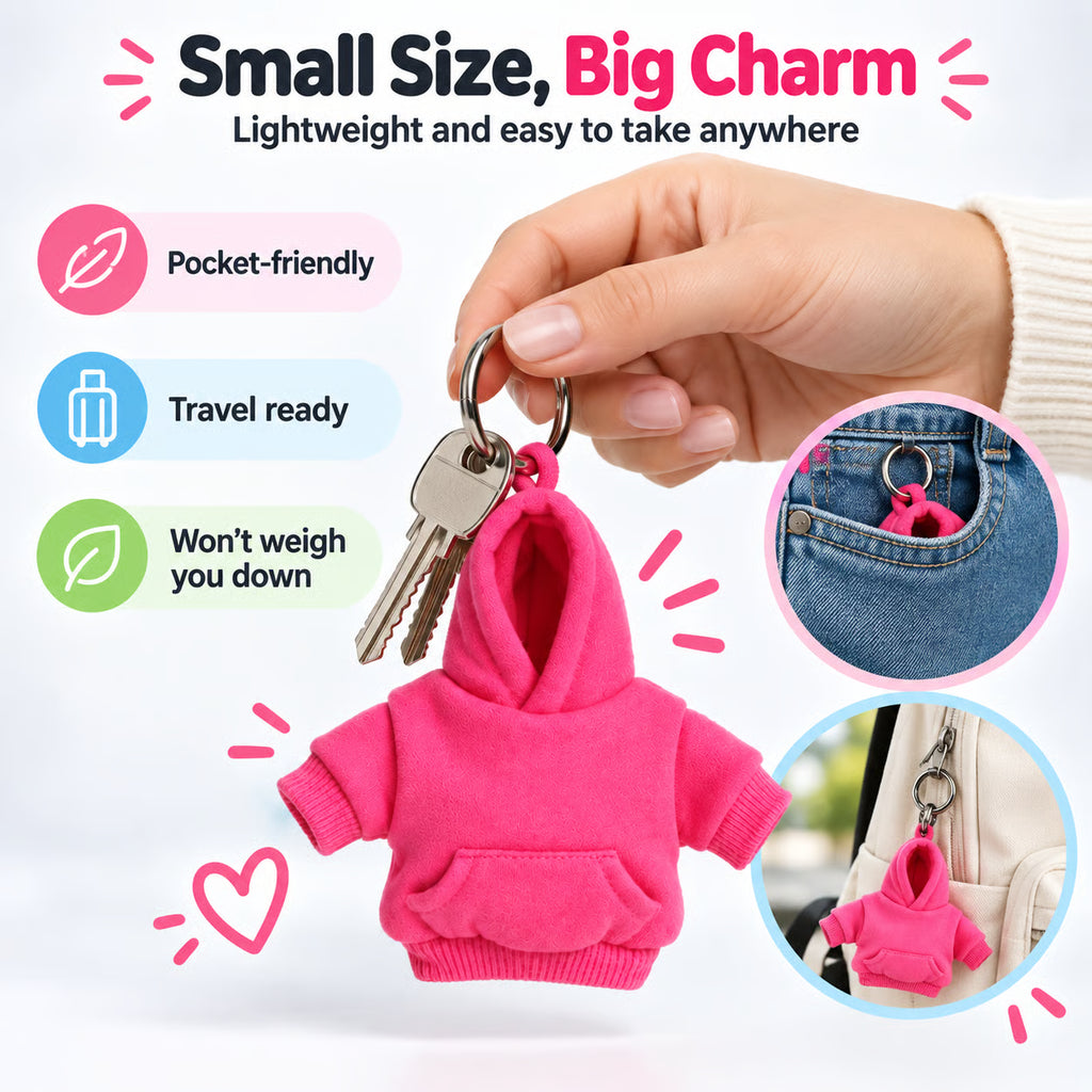 Mini Hoodie Keychain – Soft Squishy Bag Charm
