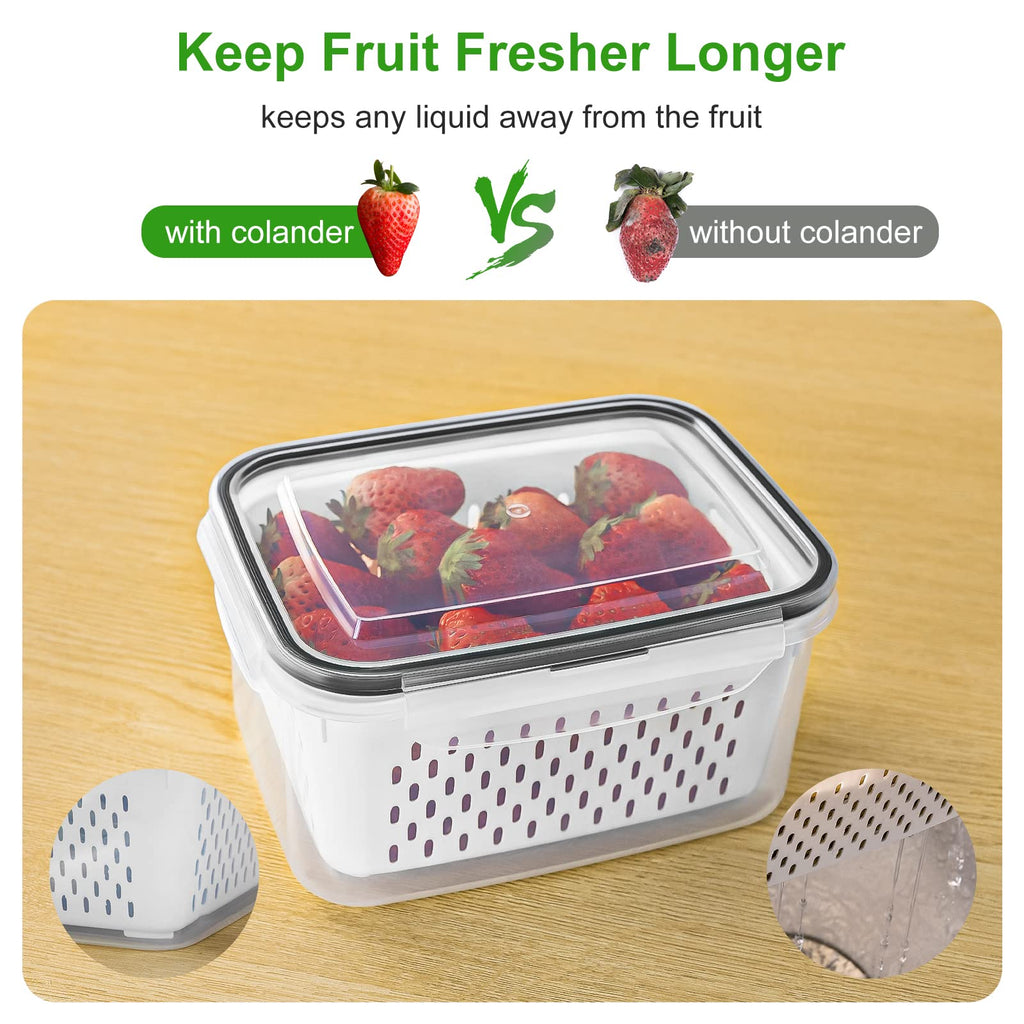 5-Piece Stackable Produce Storage Containers with Built-In Colanders