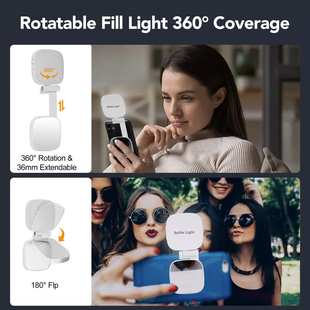 Foldable Magnetic Selfie Light with Mirror
