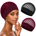 2-Pack Breathable Crochet Hair Nets for Sleeping with Ultra-Wide Soft Band