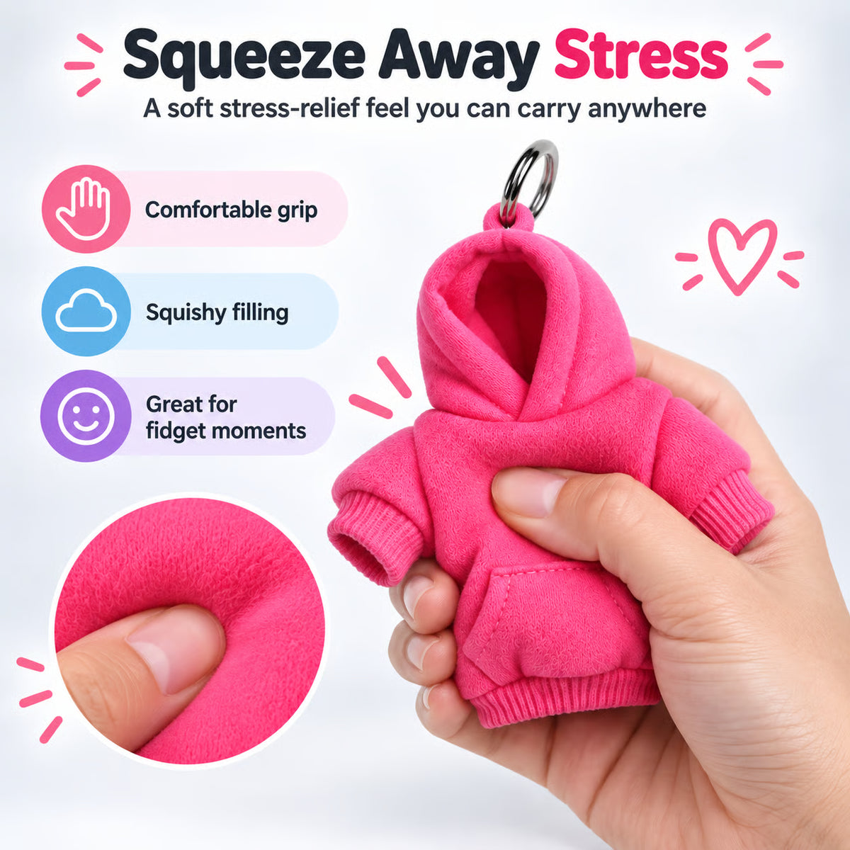 Mini Hoodie Keychain – Soft Squishy Bag Charm