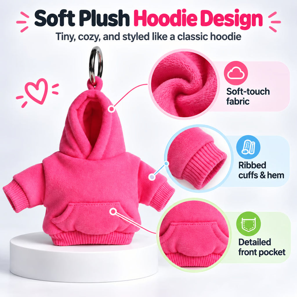 Mini Hoodie Keychain – Soft Squishy Bag Charm