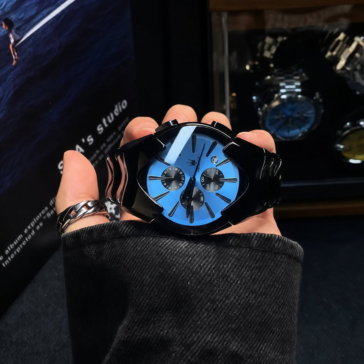 Future-Form Wave-Link Chronograph Watch