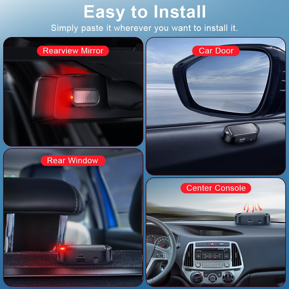 2-Pack Solar Car Alarm Warning Lights – Red & Blue Flashing LED Deterrent