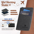 RFID-Blocking Family Passport Wallet with Zipper & Wrist Strap