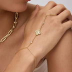Four Leaf Clover Gold Hand Chain Bracelet