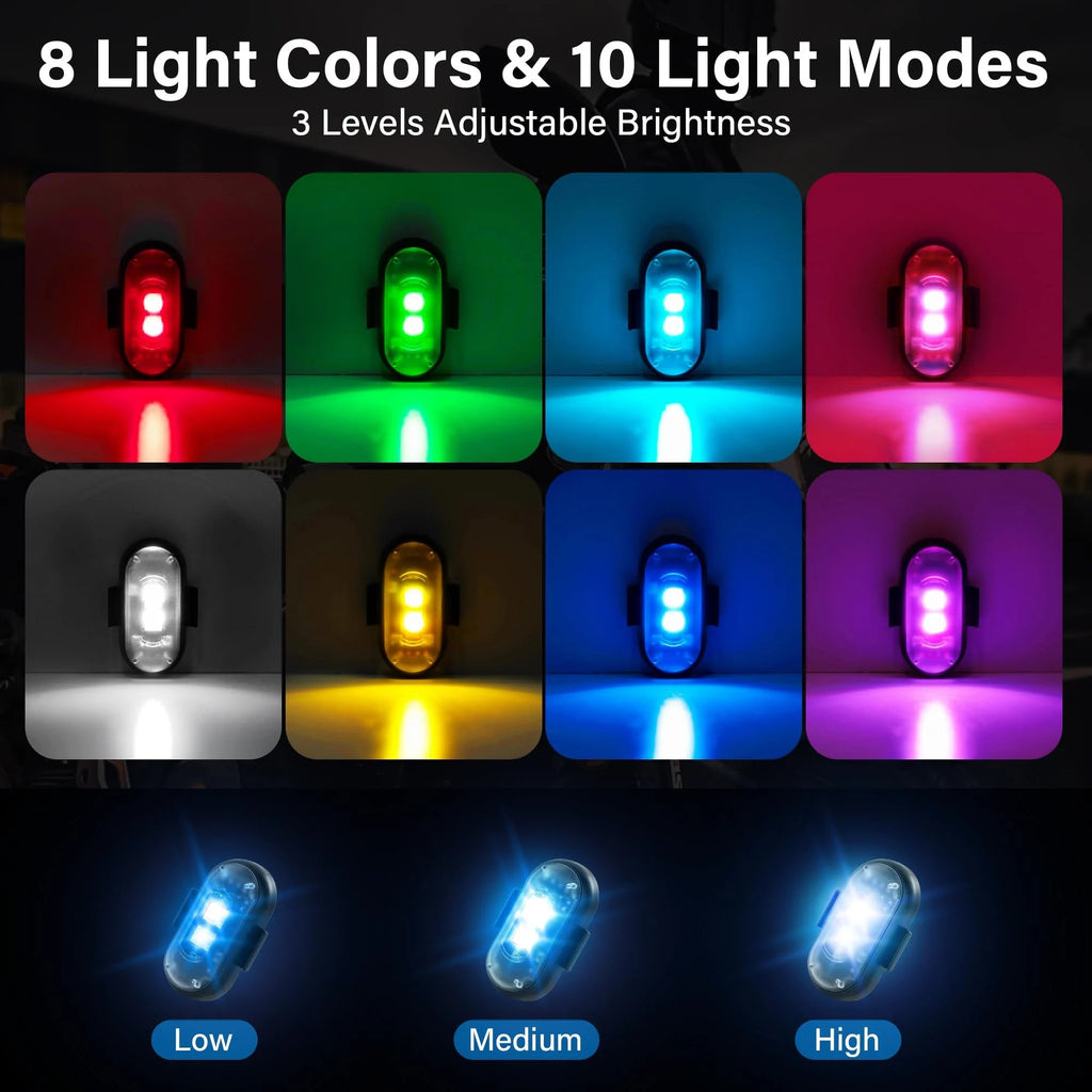 8-Color Wireless RGB Vehicle Interior Light Kit（8PCS）