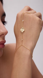 Four Leaf Clover Gold Hand Chain Bracelet