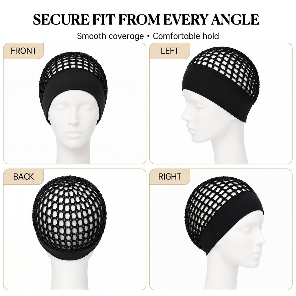 2-Pack Breathable Crochet Hair Nets for Sleeping with Ultra-Wide Soft Band
