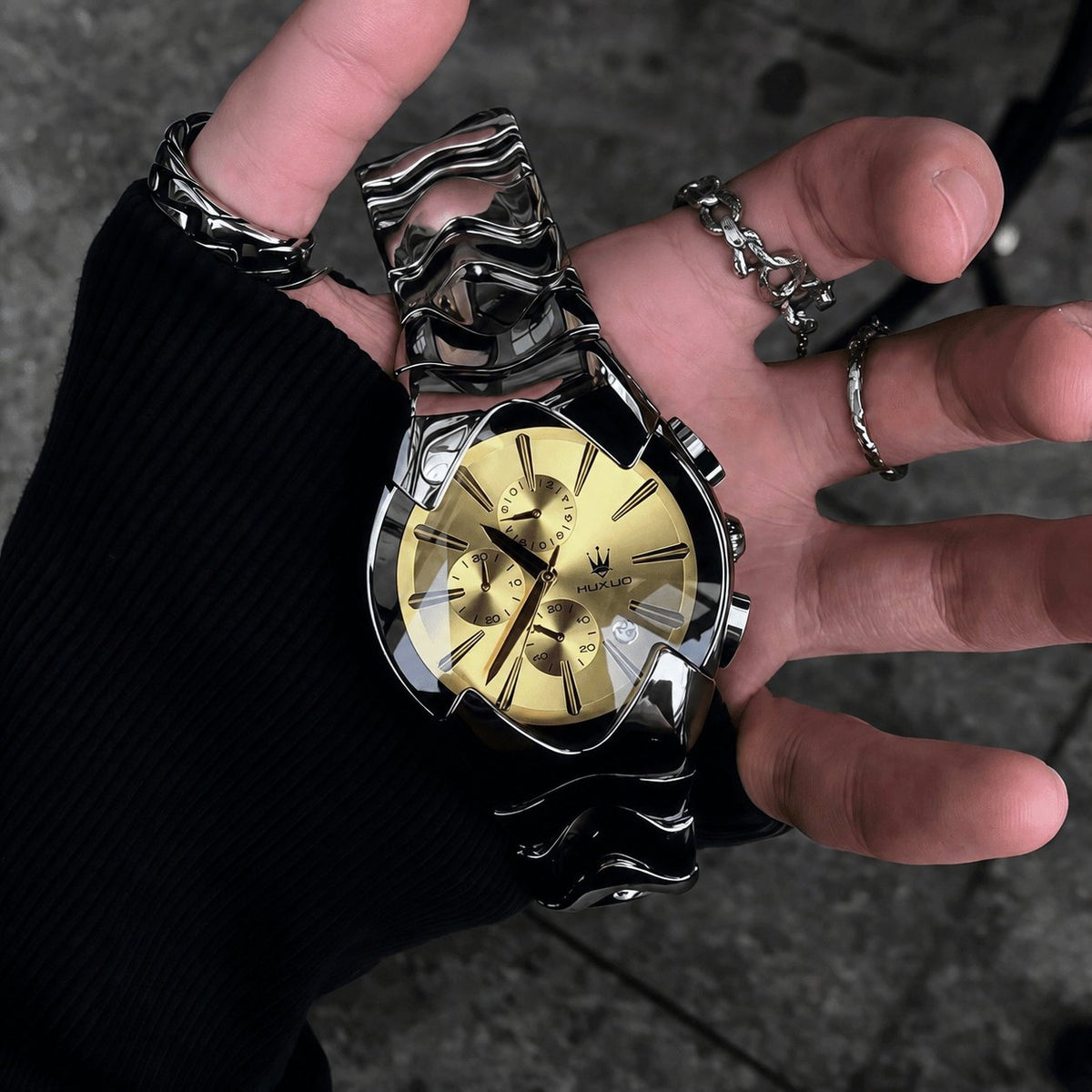 Future-Form Wave-Link Chronograph Watch