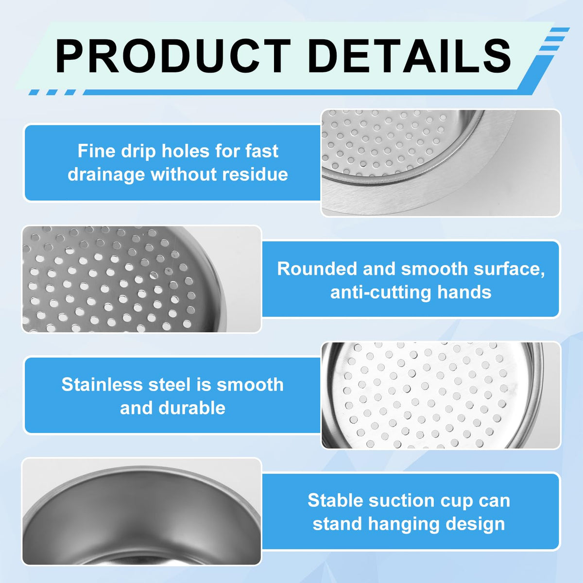 2-Piece Stainless Steel Faucet-Hanging Sink Strainer Baskets