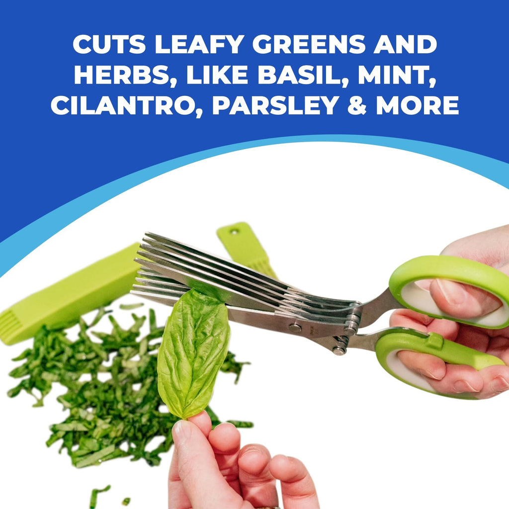 5-Blade Stainless Steel Herb Scissors with Cleaning Comb & Protective Cover