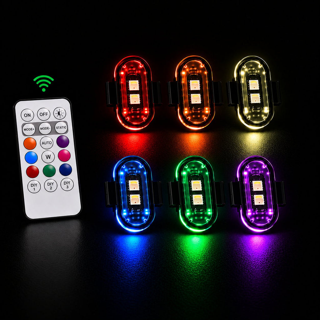 8-Color Wireless RGB Vehicle Interior Light Kit（8PCS）
