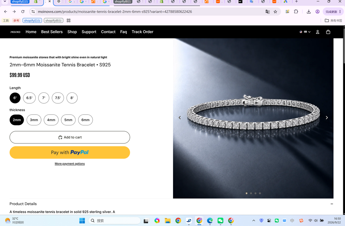 2mm-6mm Moissanite Tennis Bracelet in S925 sterling silver
